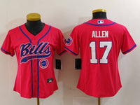 Bills 2023/24 Allen #17 Red/Blue/White Women NFL Baseball Style Jersey