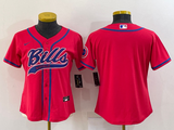 Bills 2023/24 Red/Blue/White Women NFL Baseball Style Jersey