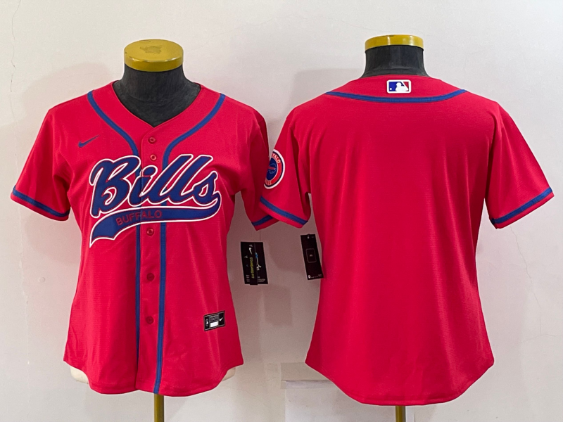 Bills 2023/24 Red/Blue/White Women NFL Baseball Style Jersey