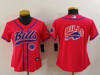 Bills 2023/24 Red/Blue/White Women NFL Baseball Style Jersey