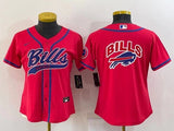 Bills 2023/24 Red/Blue/White Women NFL Baseball Style Jersey