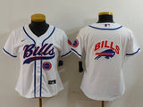 Bills 2023/24 White/Blue Women NFL Baseball Style Jersey