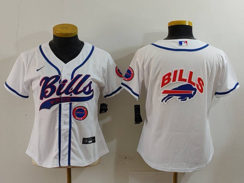 Bills 2023/24 White/Blue Women NFL Baseball Style Jersey