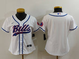 Bills 2023/24 White/Blue Women NFL Baseball Style Jersey