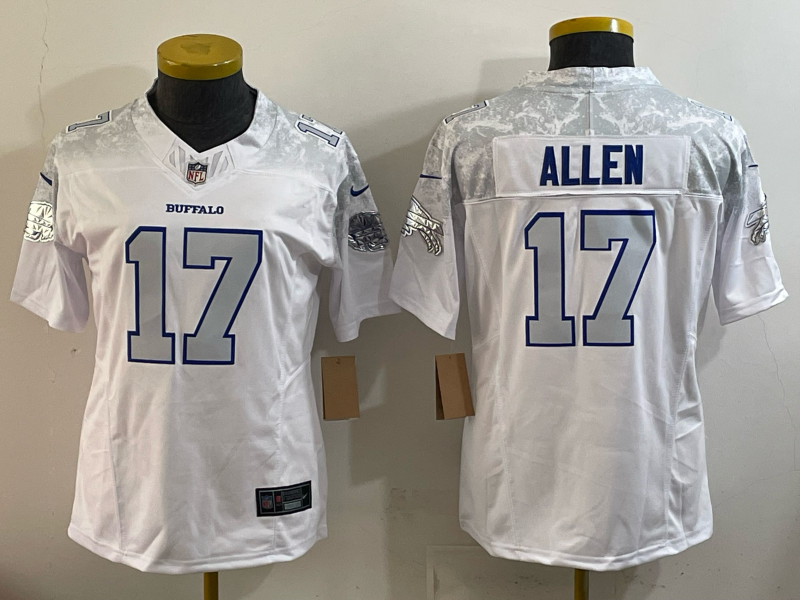 Bills 25/26 Allen #17 White/Gray/Navy Women NFL Jersey