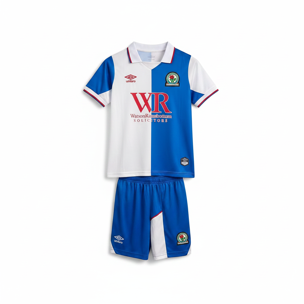 Blackburn Rovers 26/27 White/Blue/Red Trim Home Kids Jersey