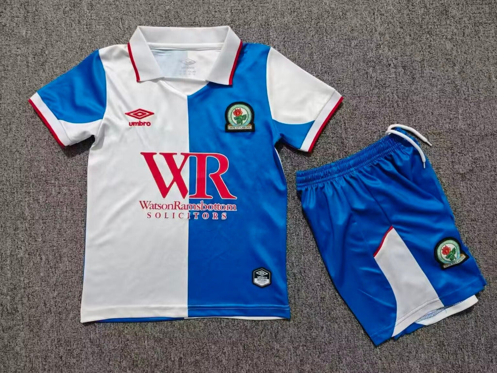 Blackburn Rovers 26/27 White/Blue/Red Trim Home Kids Jersey