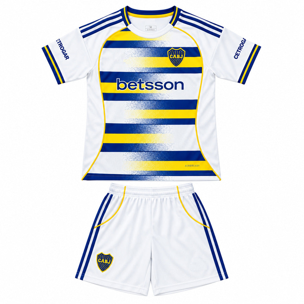 Boca Juniors 2026 White/Yellow/Blue Third Kids Jersey Set