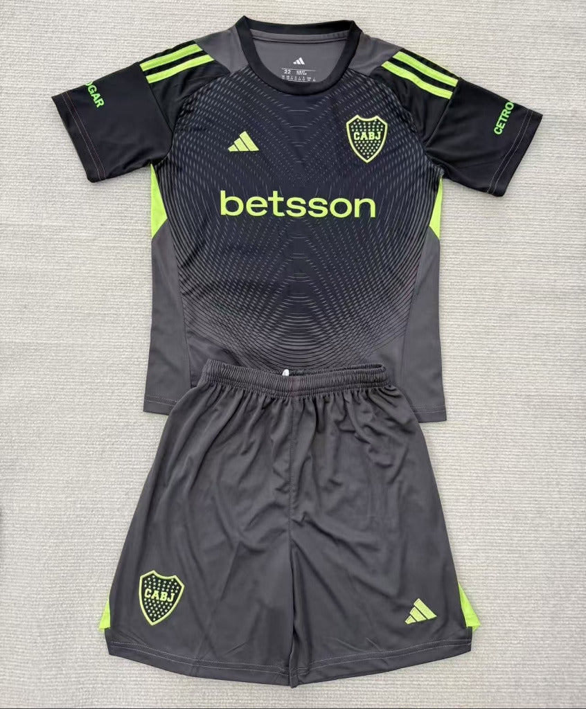 Boca Juniors 25-26 Black Goalkeeper Kids Jersey Set