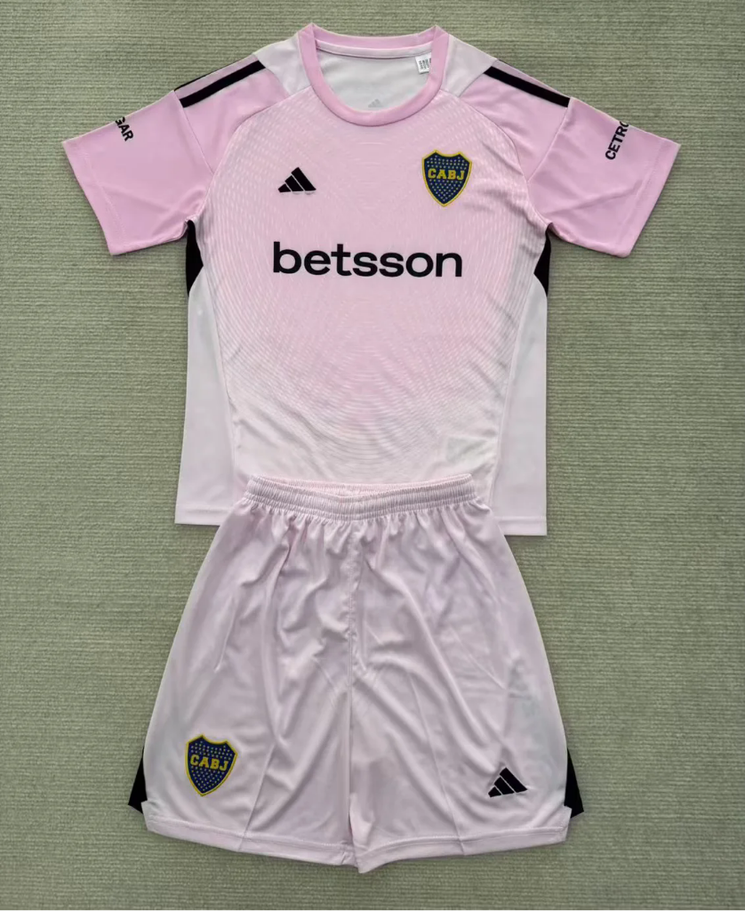 Boca Juniors 25-26 Light Pink Goalkeeper Kids Jersey Set