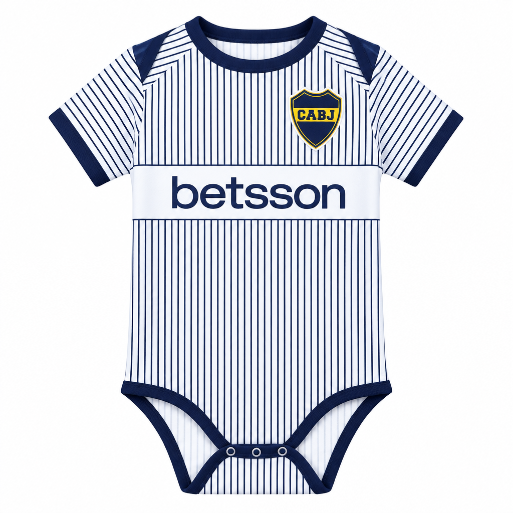 Boca Juniors 26/27 Navy/White Vertical Stripes Away Baby Bodysuit Jersey