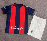 Bologna 26/27 Vertical Red/Blue Stripes Home Kids Jersey Set
