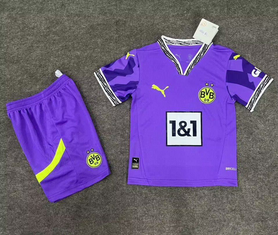 Borussia Dortmund 25/26 Goalkeeper Kids Purple Jersey Set