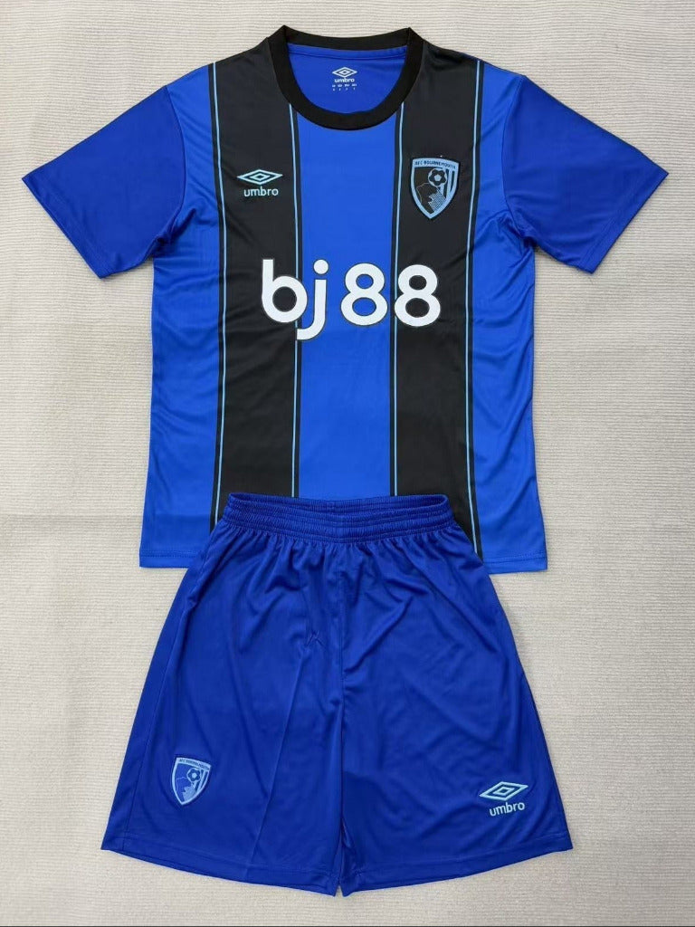 Bournemouth 25/26 Blue/Black Away Kids Jersey Set