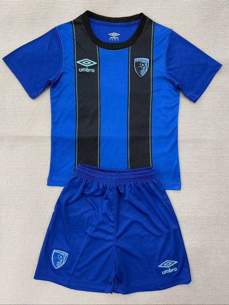 Bournemouth 25/26 Blue/Black Away Kids Jersey Set