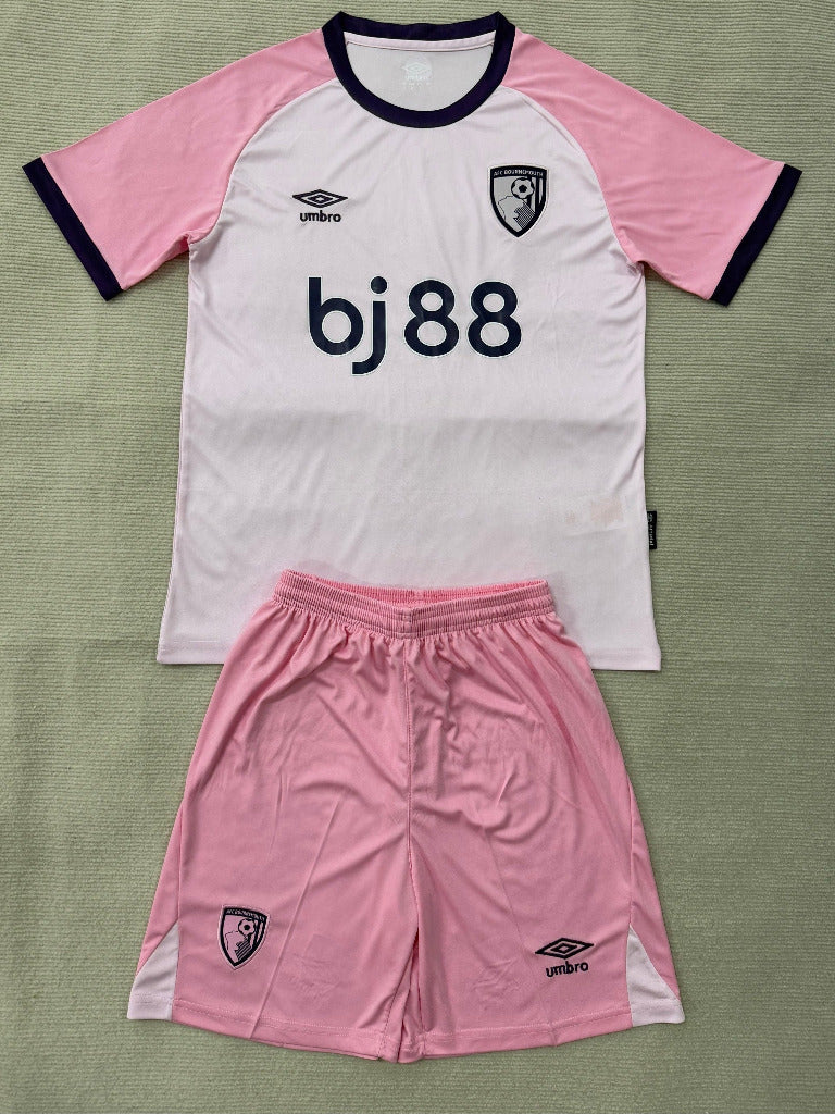 Bournemouth 25/26 White/PinkThird Kids Jersey Set