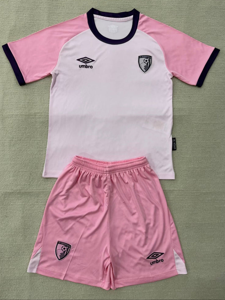 Bournemouth 25/26 White/PinkThird Kids Jersey Set