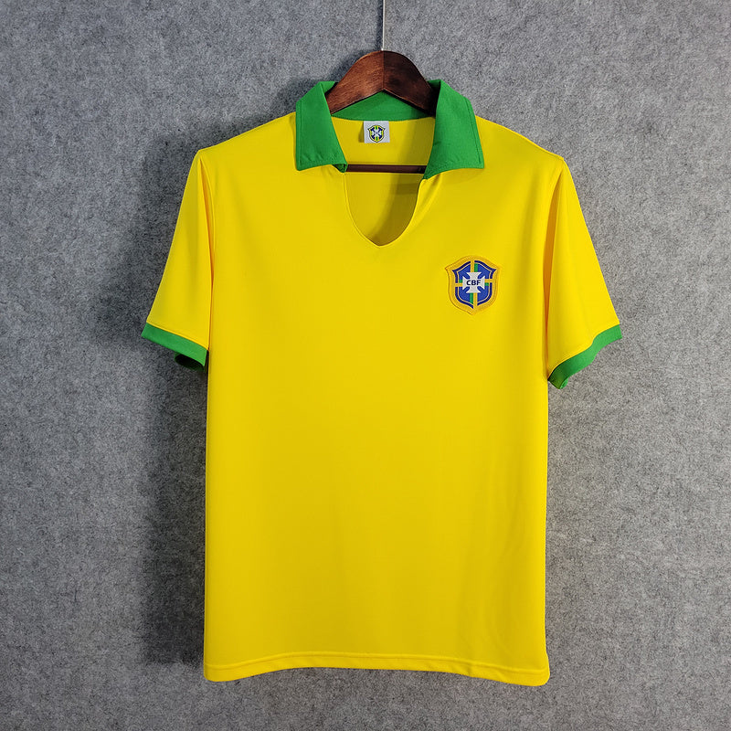 Brazil 1957 Vintage Retro Yellow Home Jersey