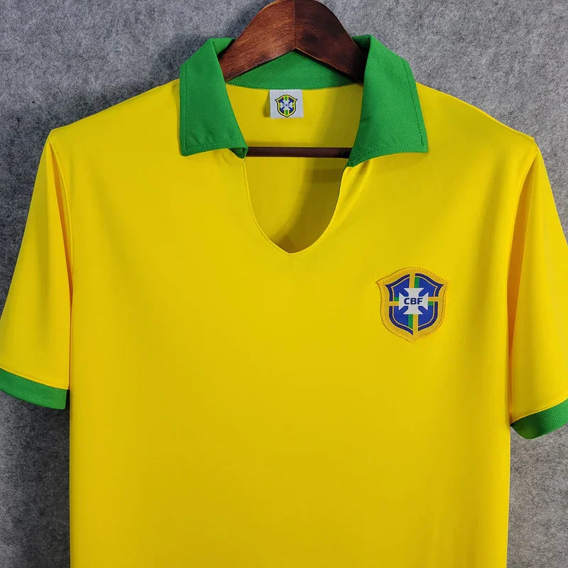 Brazil 1957 Vintage Retro Yellow Home Jersey