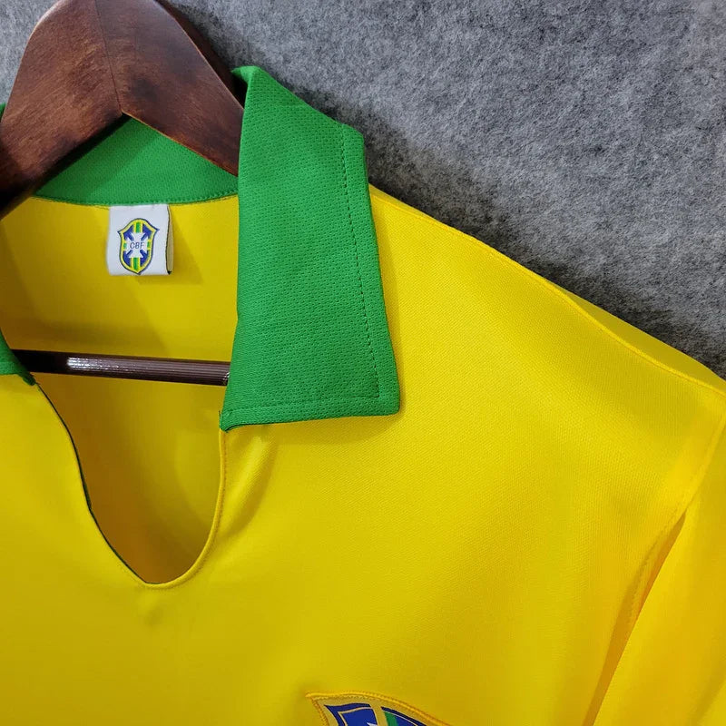 Brazil 1957 Vintage Retro Yellow Home Jersey