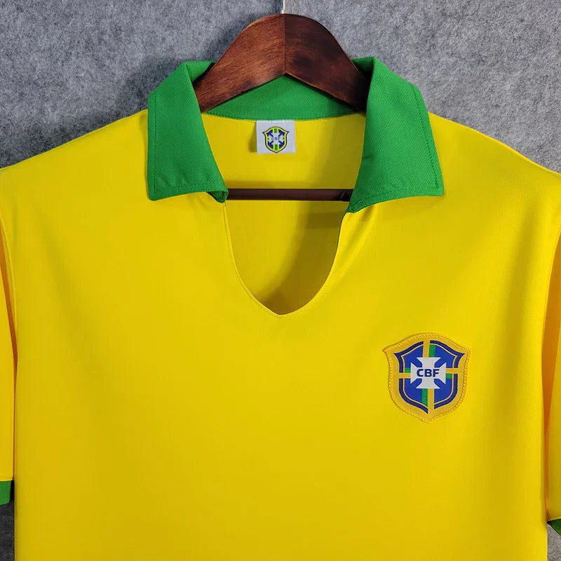 Brazil 1957 Vintage Retro Yellow Home Jersey
