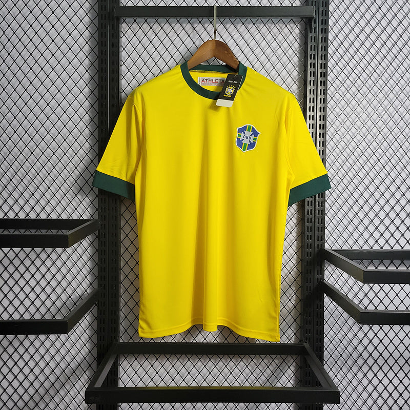 Brazil 1970 Vintage Retro Yellow Home Jersey