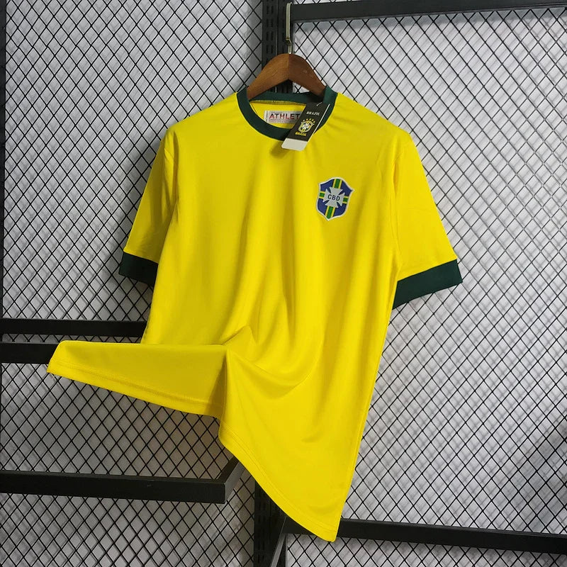 Brazil 1970 Vintage Retro Yellow Home Jersey