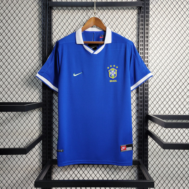 Brazil 1997 Vintage Retro Blue Away Jersey