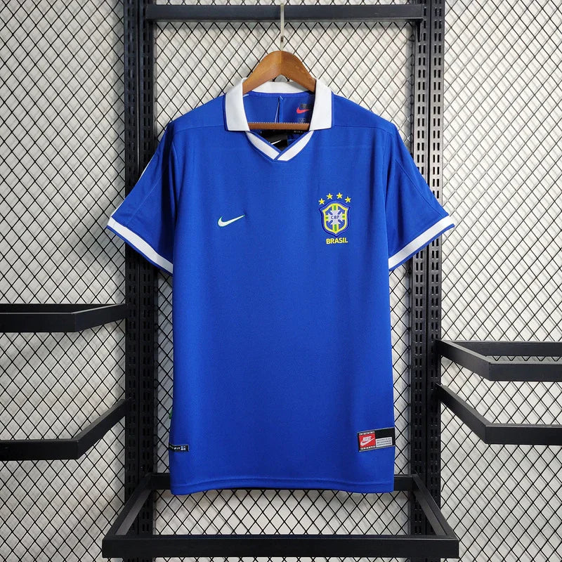 Brazil 1997 Vintage Retro Blue Away Jersey
