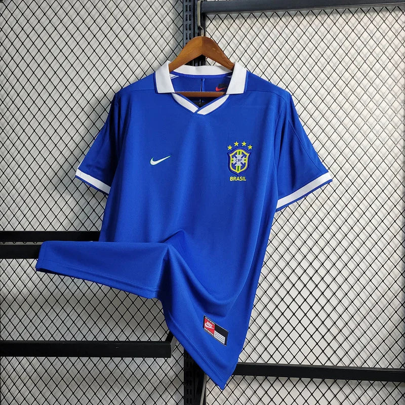 Brazil 1997 Vintage Retro Blue Away Jersey