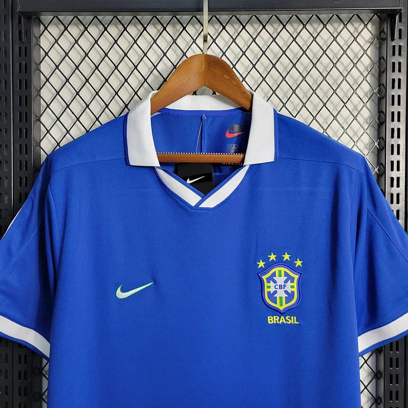 Brazil 1997 Vintage Retro Blue Away Jersey