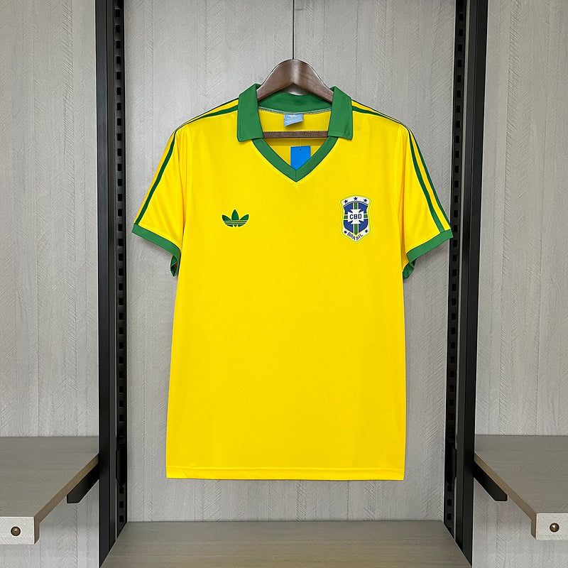 Brazil 1997 Vintage Retro Yellow Home Jersey