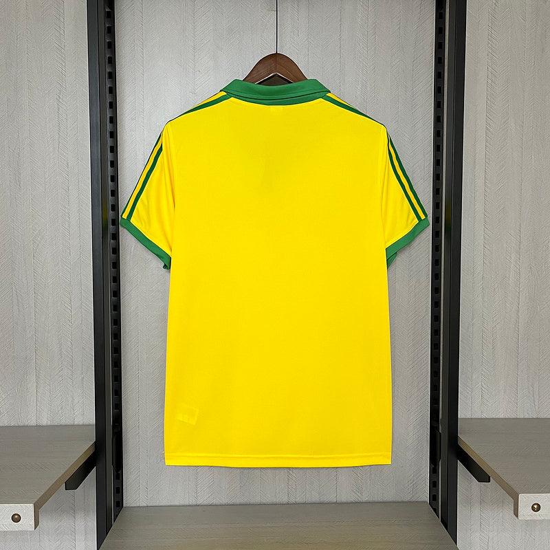 Brazil 1997 Vintage Retro Yellow Home Jersey