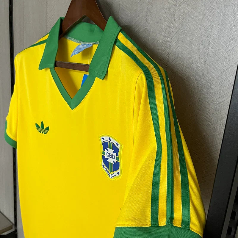 Brazil 1997 Vintage Retro Yellow Home Jersey