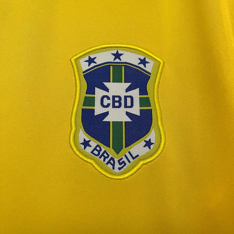 Brazil 1997 Vintage Retro Yellow Home Jersey