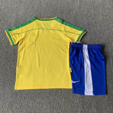 Brazil 1998 Vintage Retro Home Kids Jersey Set