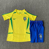 Brazil 2002 Vintage Retro Home Kids Jersey Set