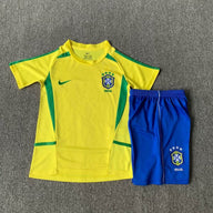 Brazil 2002 Vintage Retro Home Kids Jersey Set