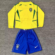 Brazil 2002 Vintage Retro Home Kids Jersey Set