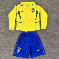 Brazil 2002 Vintage Retro Home Kids Jersey Set