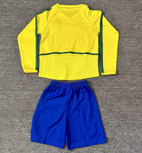 Brazil 2002 Vintage Retro Home Kids Jersey Set