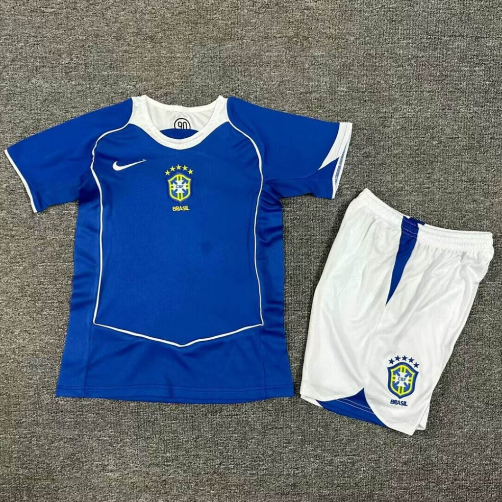 Brazil 2004 Vintage Retro Away Kids Jersey Set