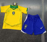 Brazil 2004 Vintage Retro Home Kids Jersey Set