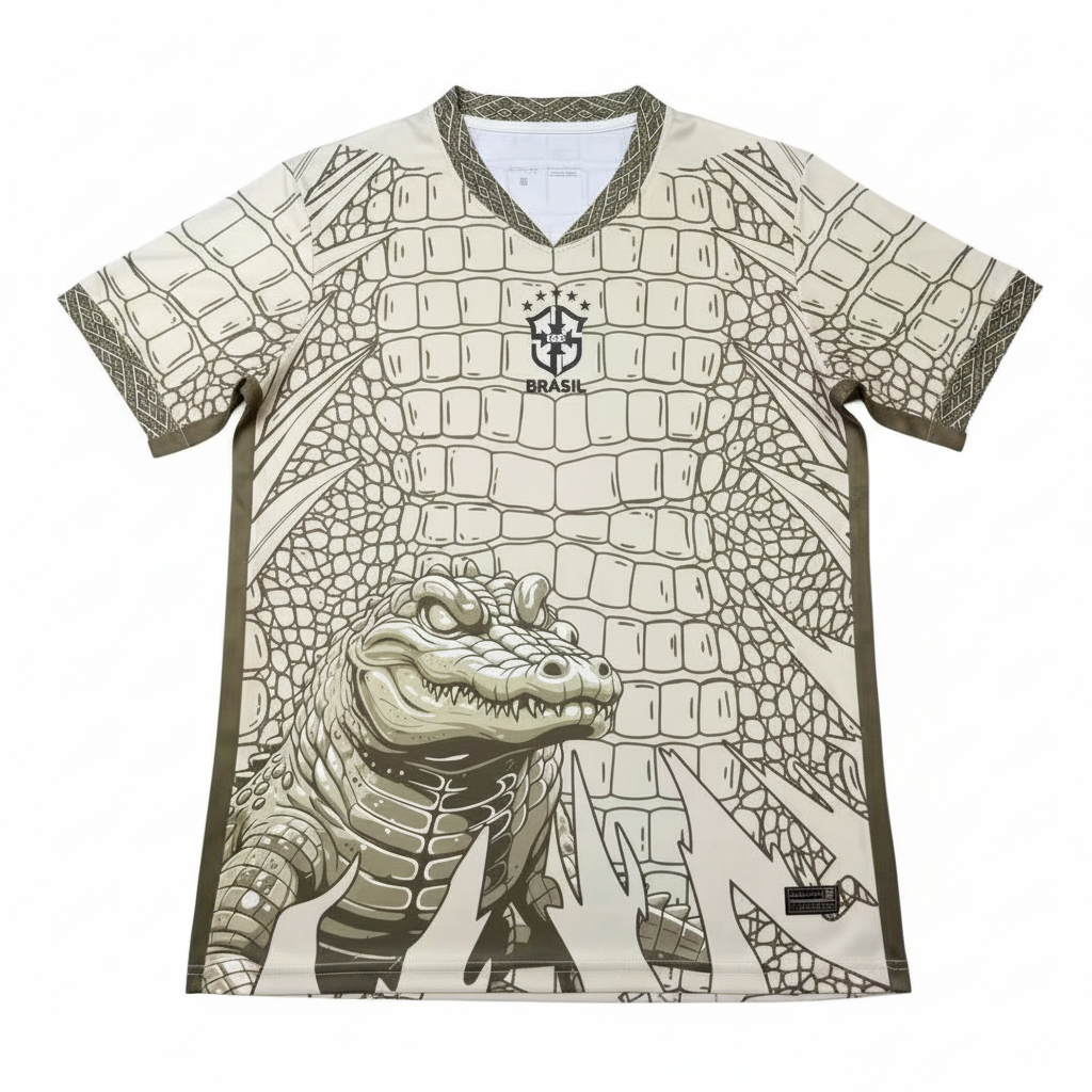 Brazil 2026 Cream/Metallic Gold Crocodile Graphic Special Version Jersey