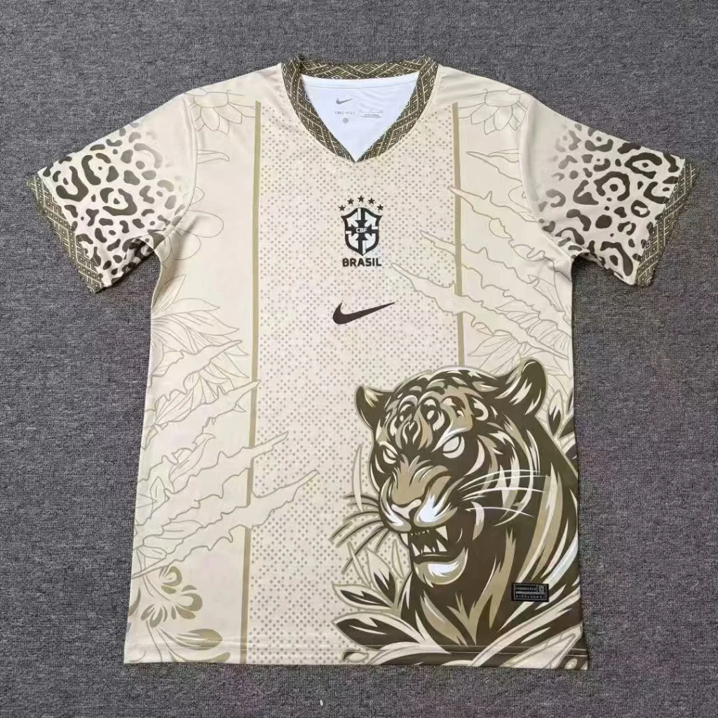 Brazil 2026 Cream/Metallic Gold Tiger Graphic Special Version Jersey