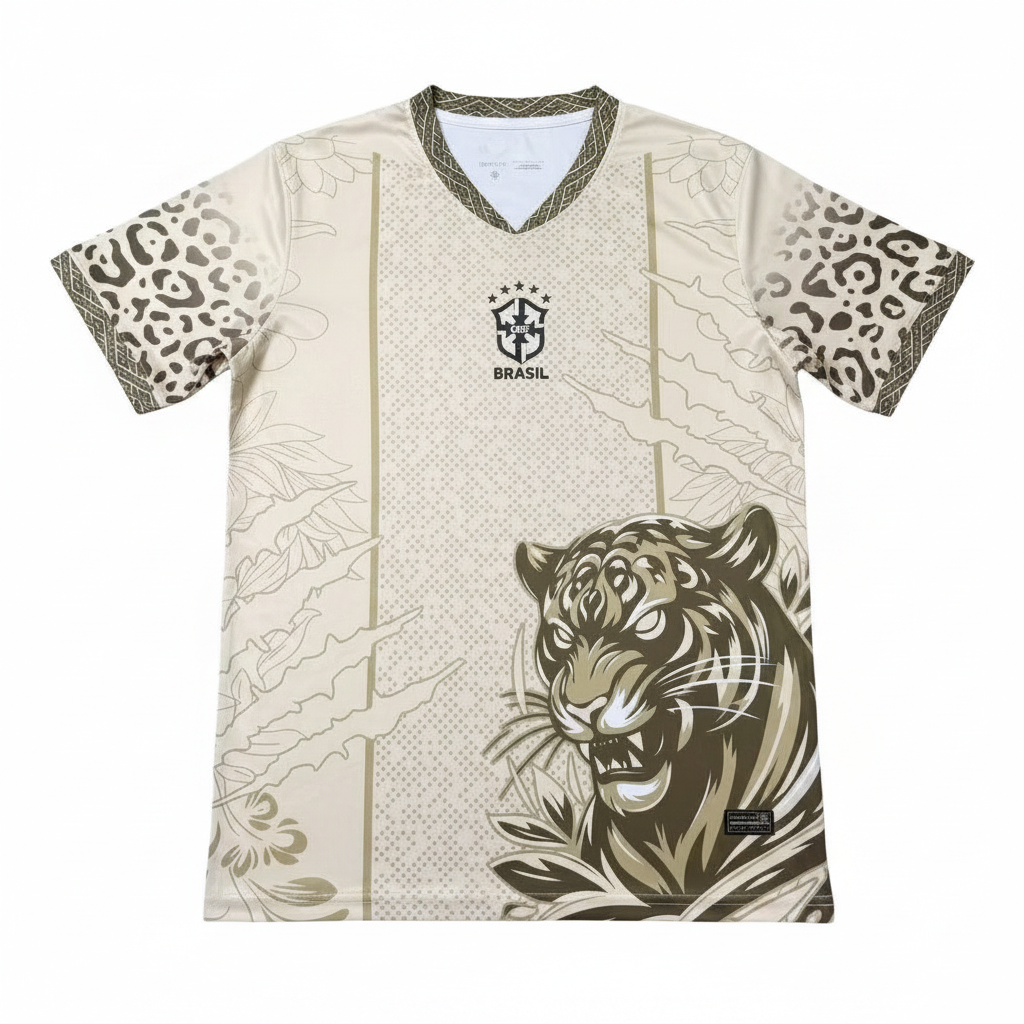 Brazil 2026 Cream/Metallic Gold Tiger Graphic Special Version Jersey