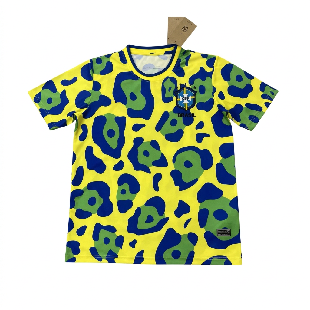 Brazil 2026 Yellow/Green/Blue Leopard/Jaguar Print Special Version Jersey