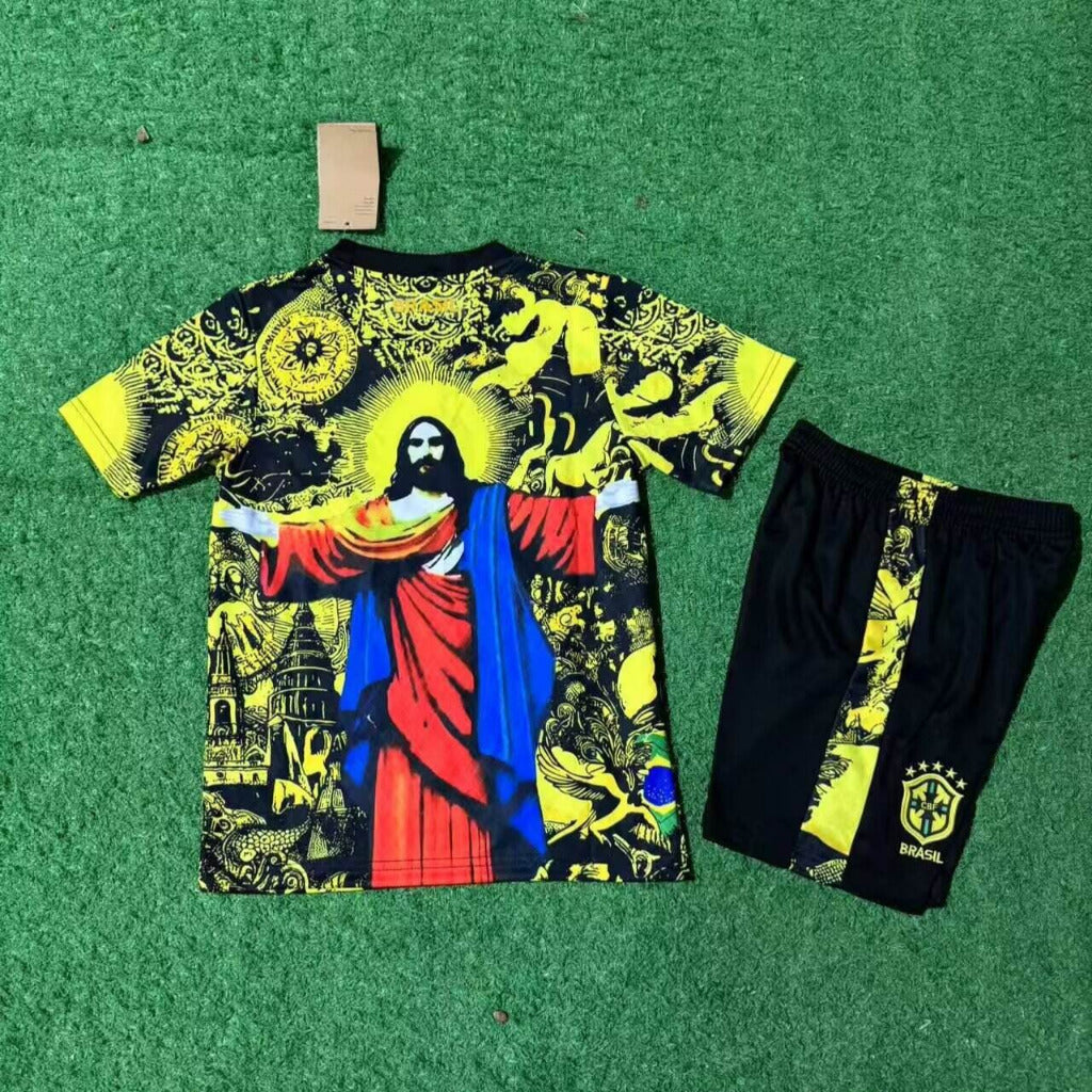 Brazil 25/26 Jesus the Redeemer Yellow Kids Jersey Set