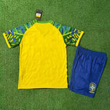Brazil 25/26 Yellow/Green Jesus Jersey Kids Set
