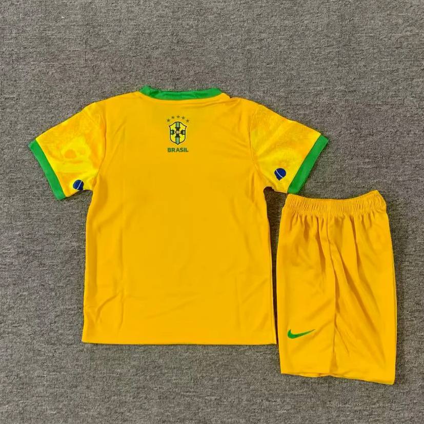 Brazil 25/26 Yellow Jesus Special Kids Jersey Set